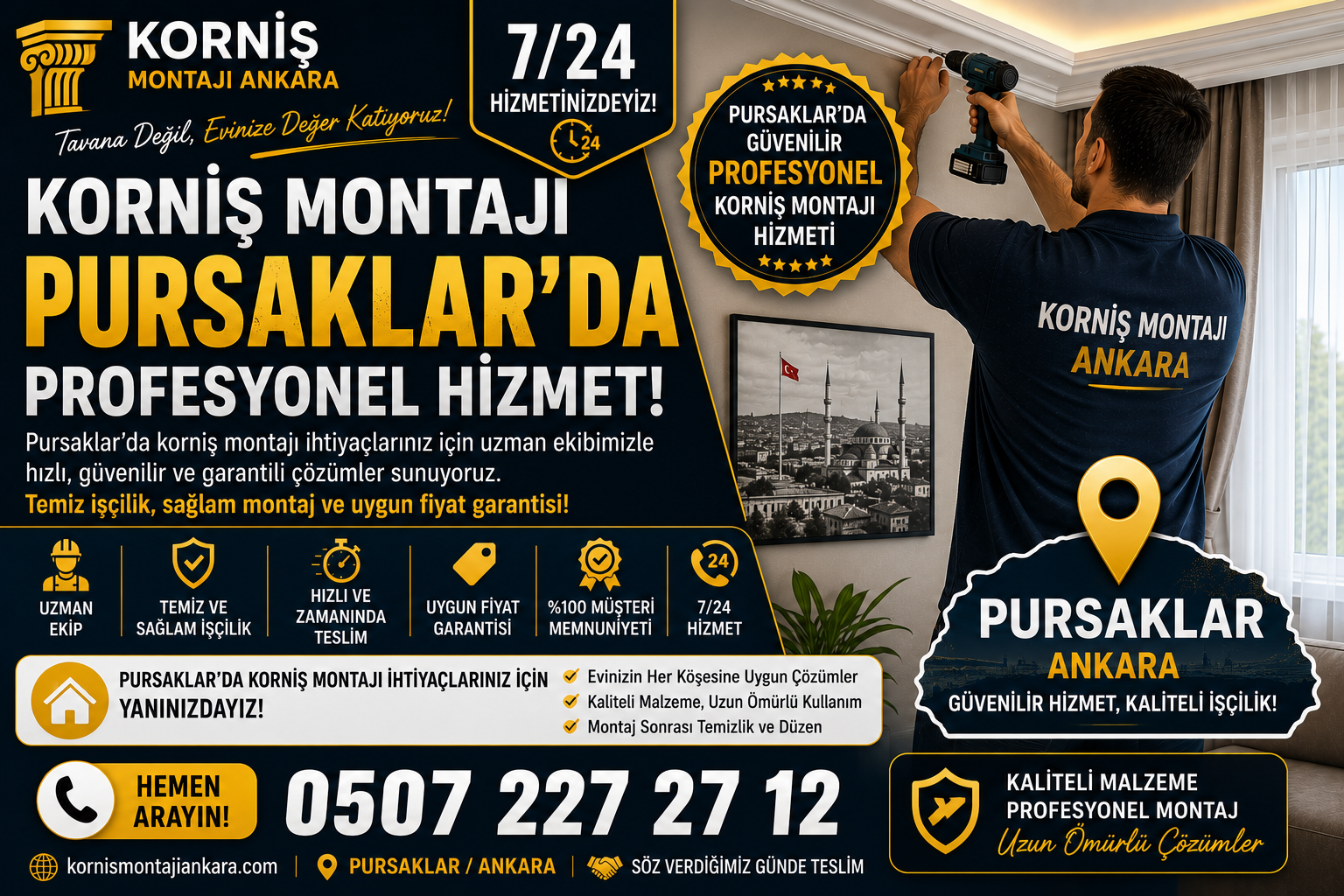 Pursaklar Korniş Montajı